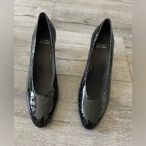 STUART WEITZMAN CHICPUMP BLACK SIOUX CROCO SIZE 8 MEDIUM